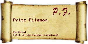 Pritz Filemon névjegykártya